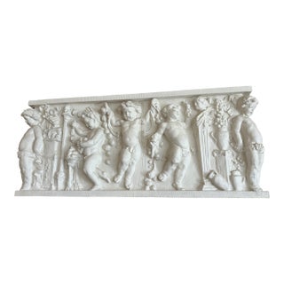 Extra Large Neoclassical Cherub Frieze Sculpture White For Sale