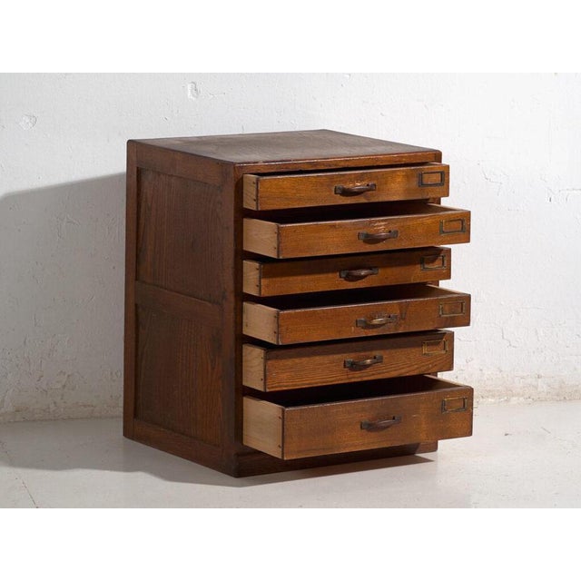 Small antique Japanese file cabinet – Showa Period (c.1945-1970)Dimensions: Length: 43 cm Depth: 40 cm Height: 54 cmStyle:...