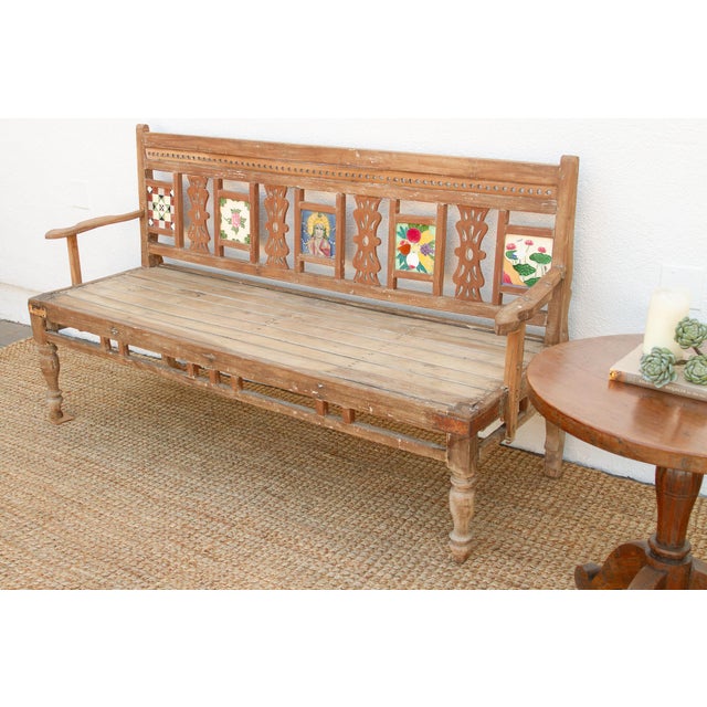 Antique Indian Raj Teak Bench For Sale - Image 13 of 14