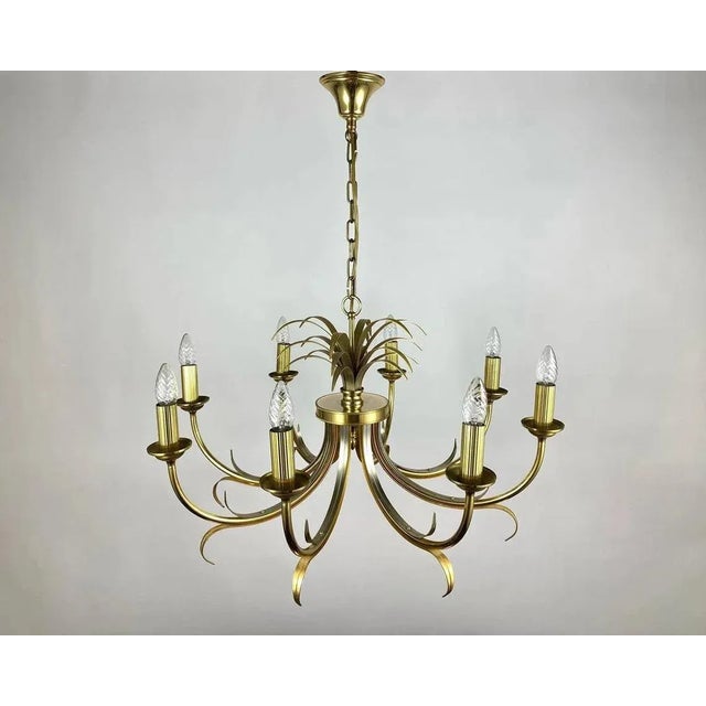Mid-Century Modern Gilt Brass Chandelier from S.A. Boulanger in the style of Maison Bagues, 1970s For Sale - Image 3 of 11