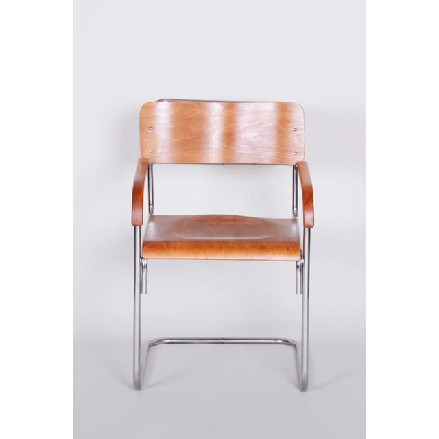 1930s Bauhaus Armchair in Chrome & Beech attributed to Mücke-Melder, 1930s For Sale - Image 5 of 6