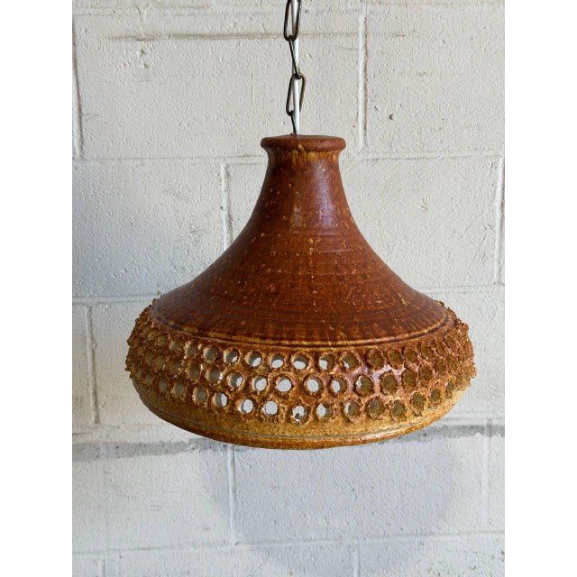 Mid 20th Century Mid-Century Modern Orange Ceramic Pendant Ceiling Lamp For Sale - Image 9 of 10