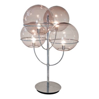 Model Lyndon Floor Lamp in Glass and Chromed Metal by Vico Magistretti for Oluce, Italy, 1977 For Sale