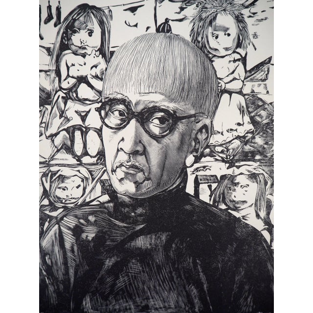 Léonard tsuguharu foujita (1886-1968) self-portrait woodcut on 37 x 28 cm vellum references: this work appears in the...