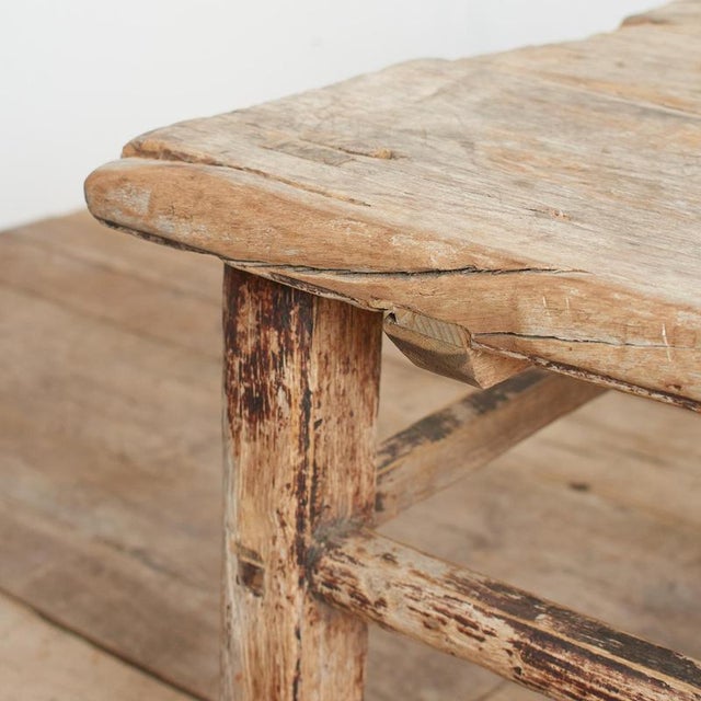 Brown Vintage Rustic Square Coffee Table, 1920s For Sale - Image 8 of 10