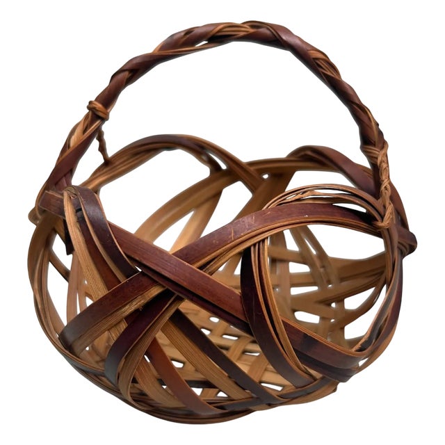 Japanese Hanakago Bamboo Ikebana Basket, 1950s For Sale