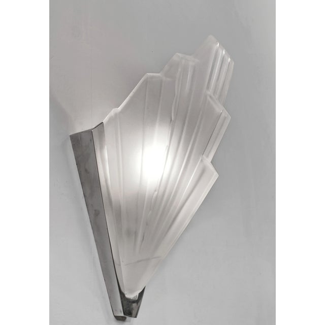Marius-Ernest Sabino Pair of Marius Sabino 1930s French Art Deco Modernist Slip Shade Wall Sconces - 2 Pairs Available For Sale - Image 4 of 11