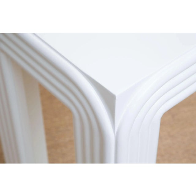 1980s Vintage White Lacquered Wood Rectangle Console and or Sofa Table Restored, 80's For Sale - Image 5 of 11