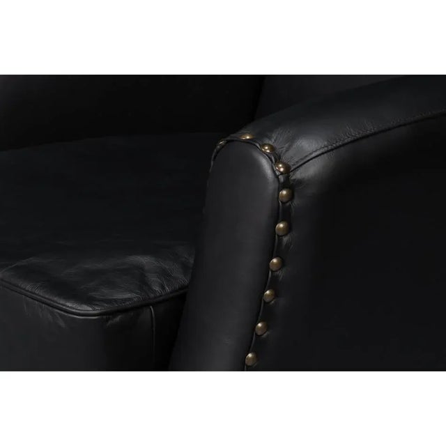 Contemporary Black Leather Swivel Armchair For Sale In Raleigh - Image 6 of 11