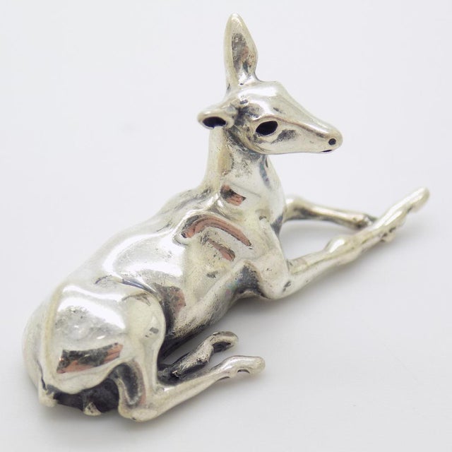 Vintage Italian Handmade Sterling Silver Sitting Deer Figurine, 1980s For Sale - Image 3 of 13