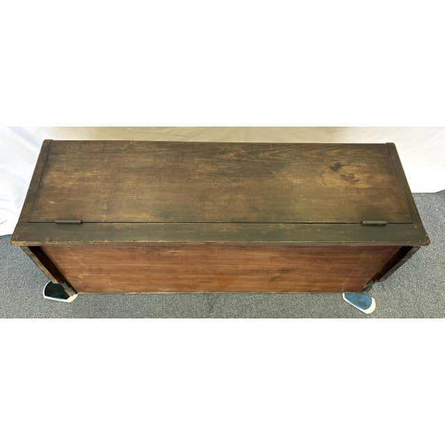 Wood Early 20th Century Handmade Wood Blanket Chest With Hinged Lid For Sale - Image 7 of 18
