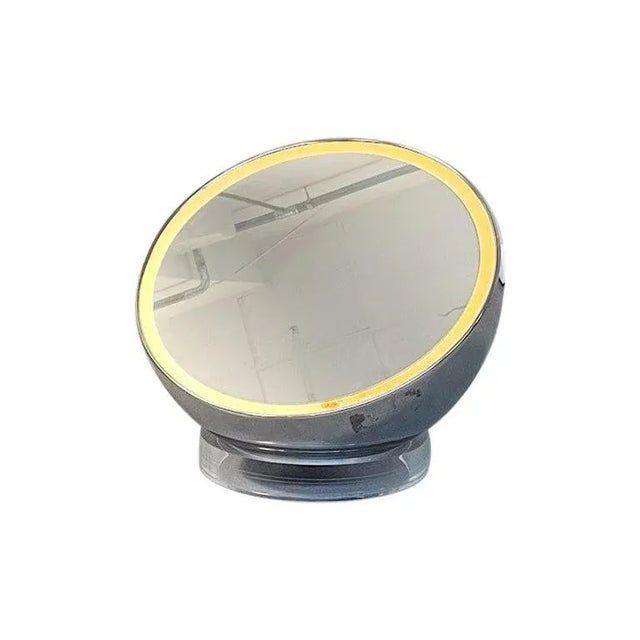 Mid-Century Italian Steel and Plastic Half Spherical Table Lamp & Mirror, 1970s For Sale - Image 14 of 14