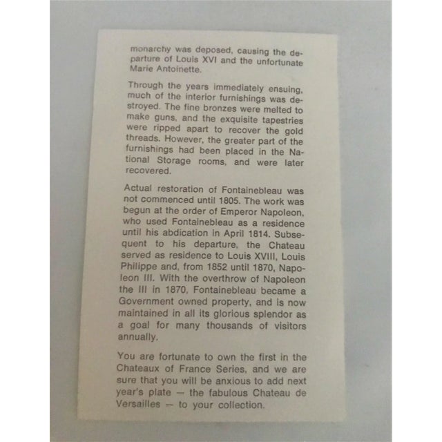 1970s Ltd Edition Chateaux De France No 1 Fontaine De Bleau Collector Plate by Louis Lourioux Castles 9.5 Inches. For Sale - Image 10 of 13