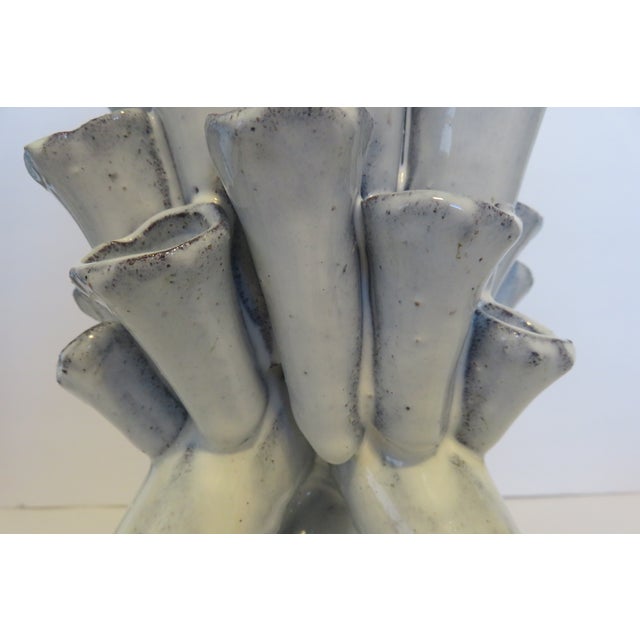 Stoneware Handmade Sculpture Vase Studio Art Flower Tube Vase 25 Florets 10" T For Sale - Image 9 of 10