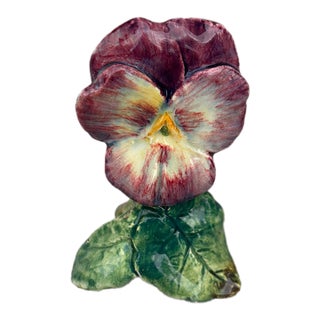 Small 19th Century Majolica Pansy Vase Delphin Massier For Sale