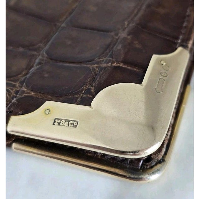 Antique Early 20th Century Crocodile Skin & 9ct Gold Gentlemans Wallet For Sale - Image 14 of 18