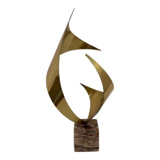1980’s Modernist Abstract Brass Sculpture by Curtis Jeré For Sale