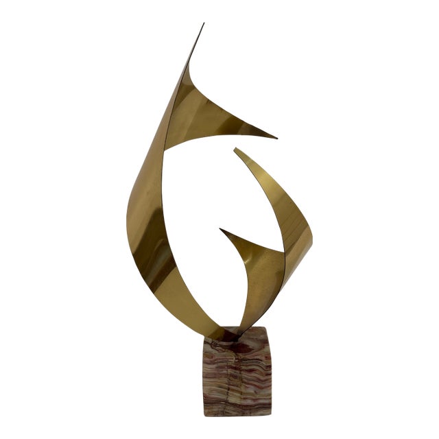 1980’s Modernist Abstract Brass Sculpture by Curtis Jeré For Sale