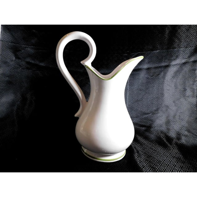 Traditional Large 1960s Ceramic Floral Pitcher For Sale - Image 3 of 5