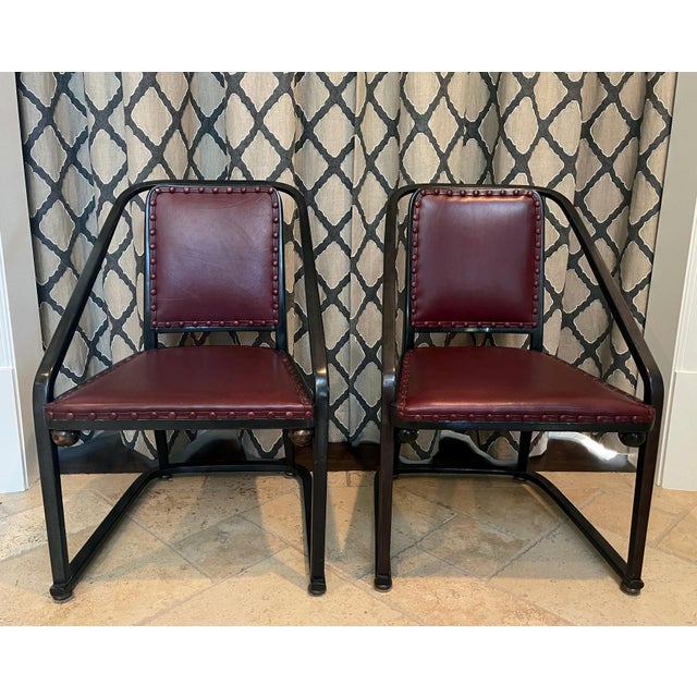 Pair of fantastic Vienna Secession bentwood chairs with upholstery designed by Josef Hoffman (1870-1956) and manufactured...