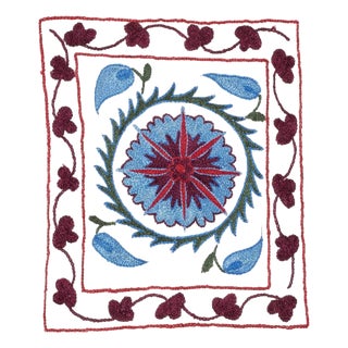 17"x19" Embroidered Cotton Pillowcase. Handmade Cushion. Modern Throw Pillow For Sale