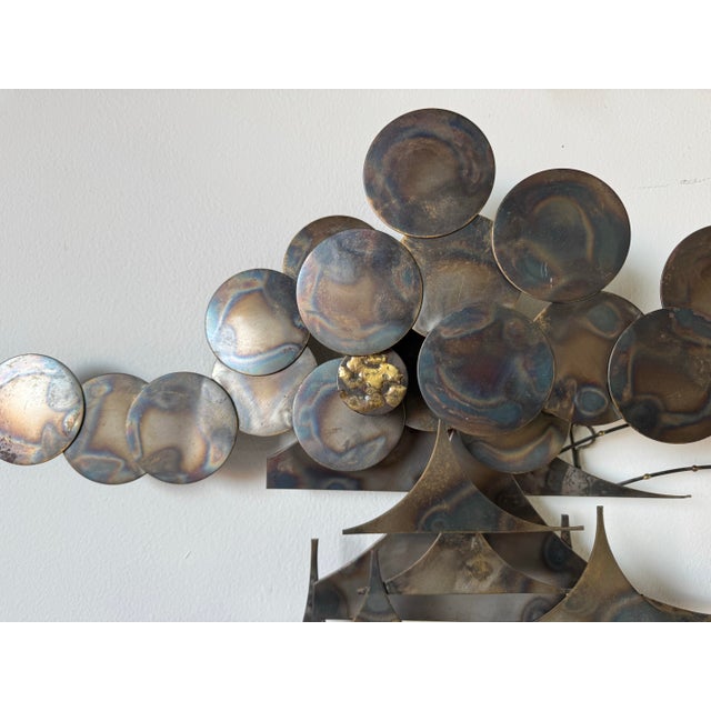 Metal 1976 J. Stillman Mid-Century Racing Sailboats Under Stormy Skies Metal Wall Sculpture For Sale - Image 7 of 10