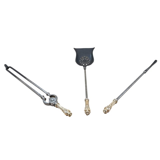 Antique Regency Polished Steel and Brass Fire Tools, 1820, Set of 3 For Sale - Image 12 of 15