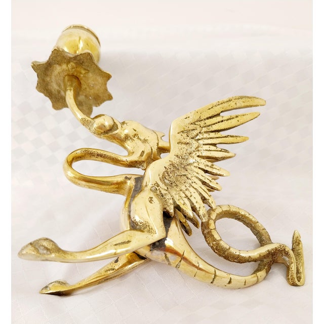 Vintage Brass Dragon Candleholders, 1960s, Set of 2 For Sale - Image 6 of 10