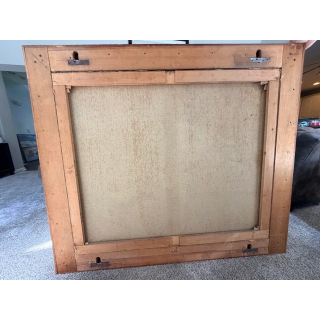 Brown Large Antique European Cavalier Interior Scene Oil Painting in Carved Wood Frame For Sale - Image 8 of 12