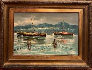 Giolitti, Seascape, 1900s, Oil on Canvas, Framed