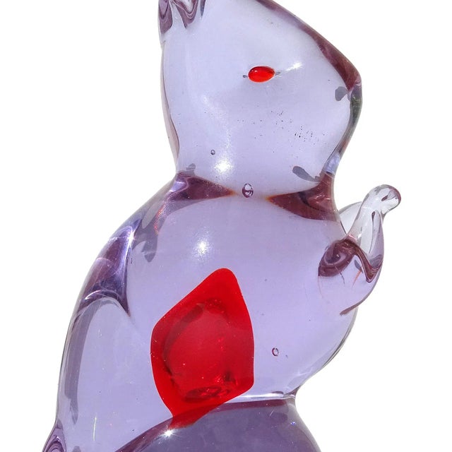 Cenedese Murano Antonio Da Ros Alexandrite Purple Red Heart Vintage Italian Art Glass Rabbit Figurine For Sale In Orlando - Image 6 of 7