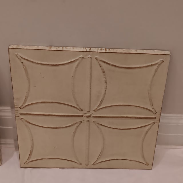 Vintage Rustic Metal Tin Ceiling Tile Wall Art in Floral and Abstract Pattern. 16.5" w x 1" d x 16.5" h *Reasonable offers...