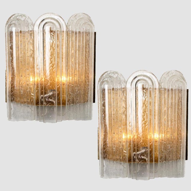 Art Deco Blown Glass & Brass Wall Sconce from Doria, 1960s For Sale - Image 3 of 15