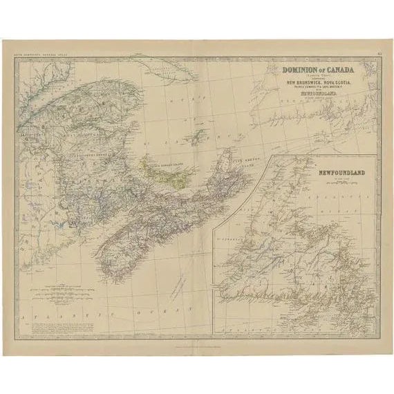 Late 19th Century Antique Map of Eastern Canada, 1882 For Sale - Image 5 of 5