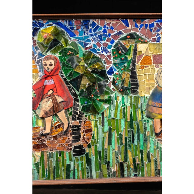 1970s Framed Fairy Tale-Motif Stained Glass Assemblage Mosaic For Sale - Image 5 of 17