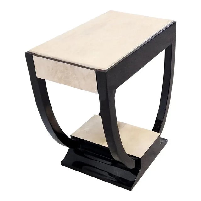 1980s Bifacceral Support Table with Two Side Drawers, 1980s For Sale - Image 5 of 8