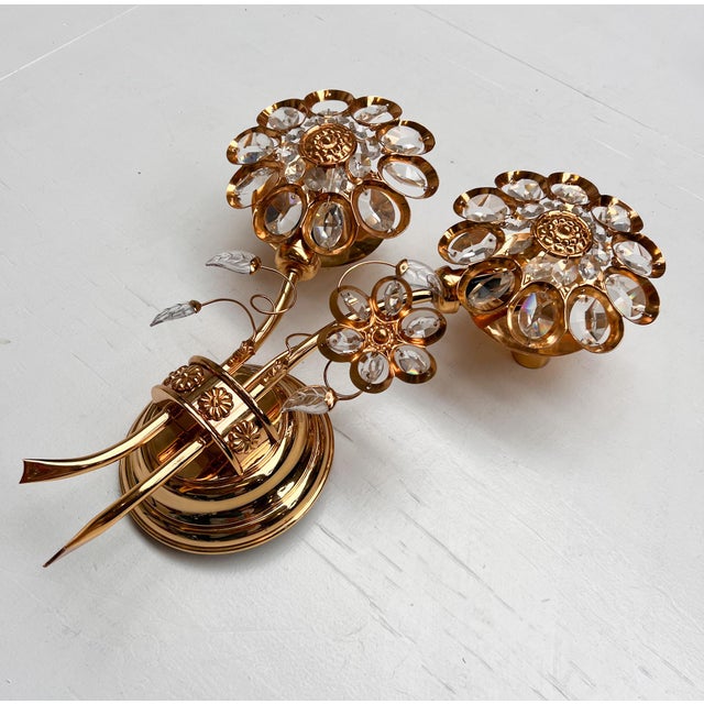 A truly unique art deco wall lamp attributed to palwa (palma & walter) from germany, 1960s. This exceptionally decorative...