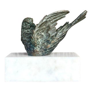 Vintage Boho Bronze Bird Sculpture For Sale