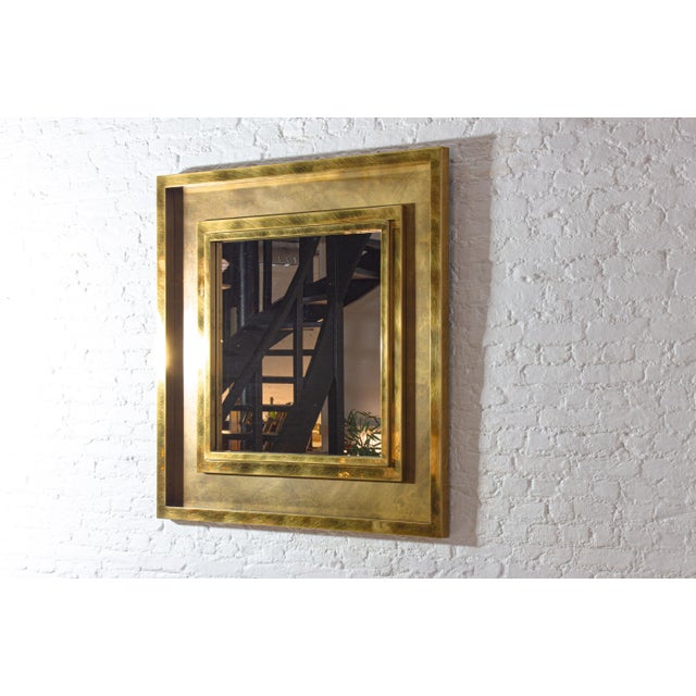 1970s Large Regency Brass Etched Mirror from Belgo Chrom, 1970s For Sale - Image 5 of 7