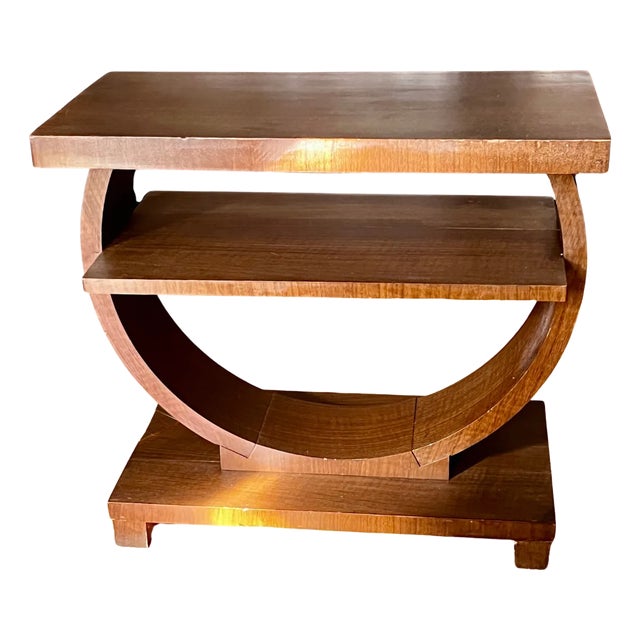 1940s Art Deco Gilbert Rohde for Brown Saltman Geometric Half Moon Side End Table For Sale