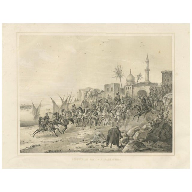 Heinrich von Mayr, Procession of Mehmed Ali Pasha on the Nile, 1846, Steel Engraving For Sale - Image 10 of 10