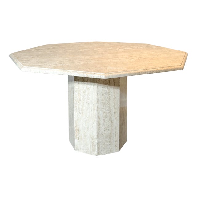 Vintage Octagonal Travertine Dining Table For Sale