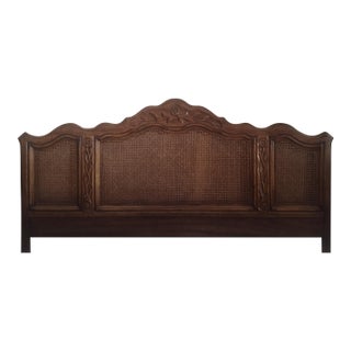 1970s Vintage Drexel Heritage "Cabernet Ii" Cane Panel Queen Headboard – French Provincial Elegance For Sale