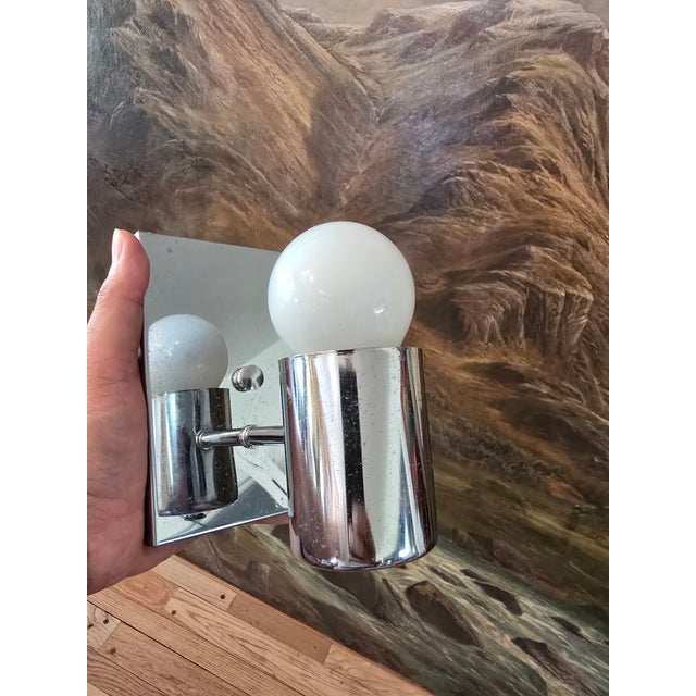Mid-Century Modern Chrome Sconces - Set of Six Lights For Sale - Image 10 of 11