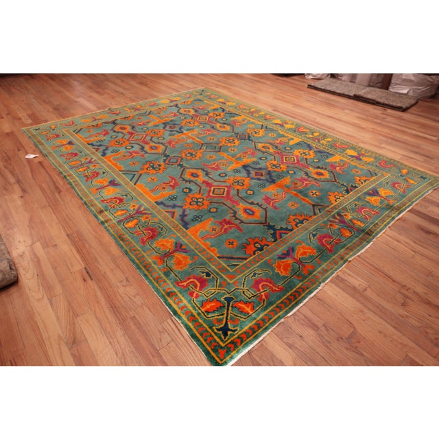 Rare Antique Deco Collectible Rug with 16th Century Oushak Lotto Inspired Design, Country of Origin: China, Circa Date: 1920