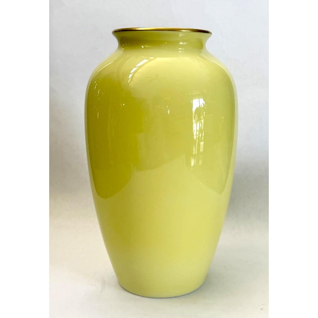 Ceramic Fukugawa Seiji Arita Ware Yellow Vase With Phalaenopsis For Sale - Image 7 of 16