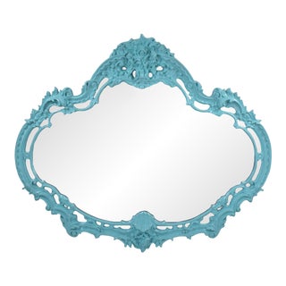 1980s Art Deco Ornament Turquoise Mirror For Sale
