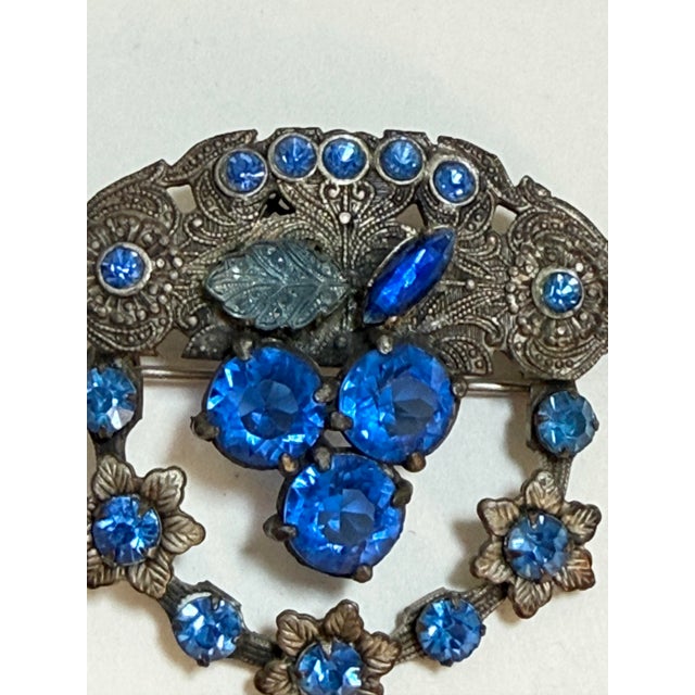 A beautiful and rare Czech-style costume brooch from the Art Deco/Retro era, featuring a highly desirable functional...