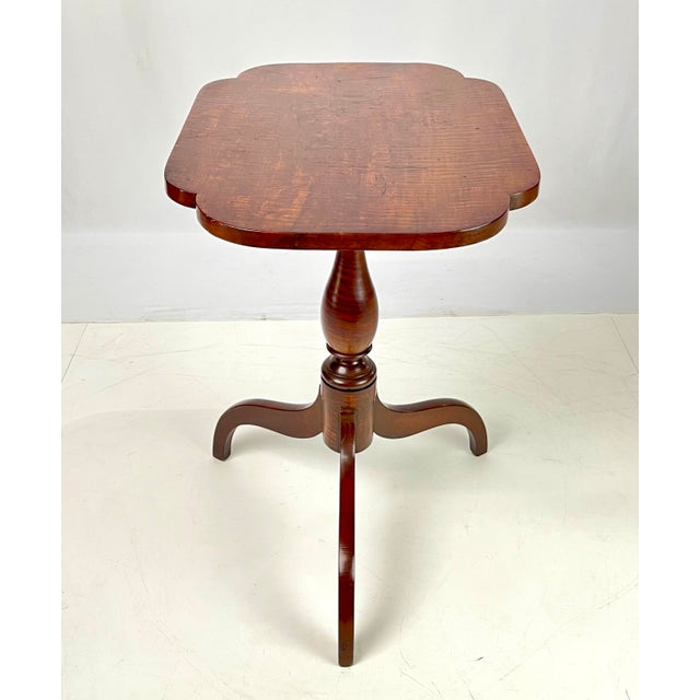 Antique Tiger Maple Tilt-Top Candle Stand For Sale - Image 10 of 12
