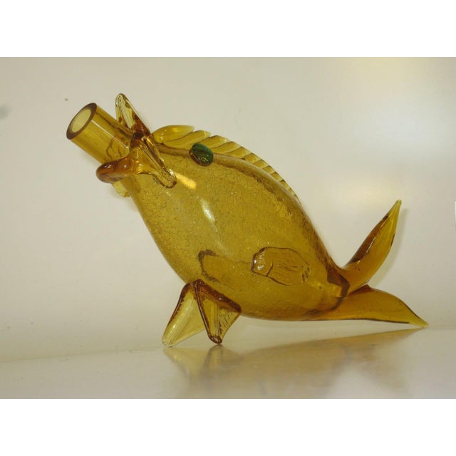 1960s 1960s Murano Art Glass, Fish Decanter / Wine Bottle, Mid Century Modern Mouth Blown For Sale - Image 5 of 12